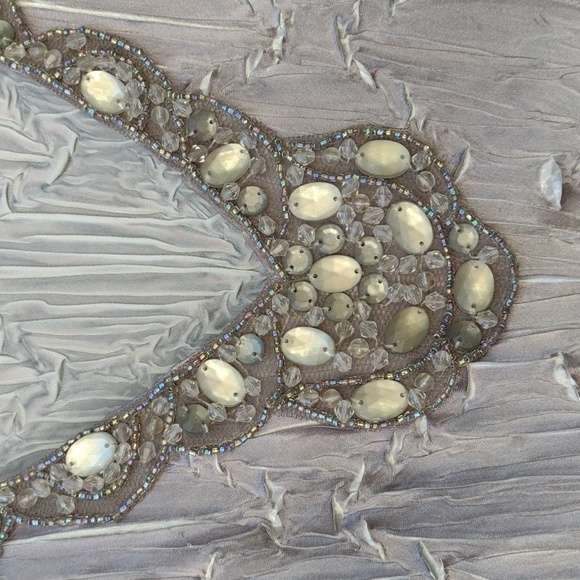 Komarov Ombre Charmeuse Dress & Chiffon Jacket Oyster Smoke PXL - Picture 7 of 16